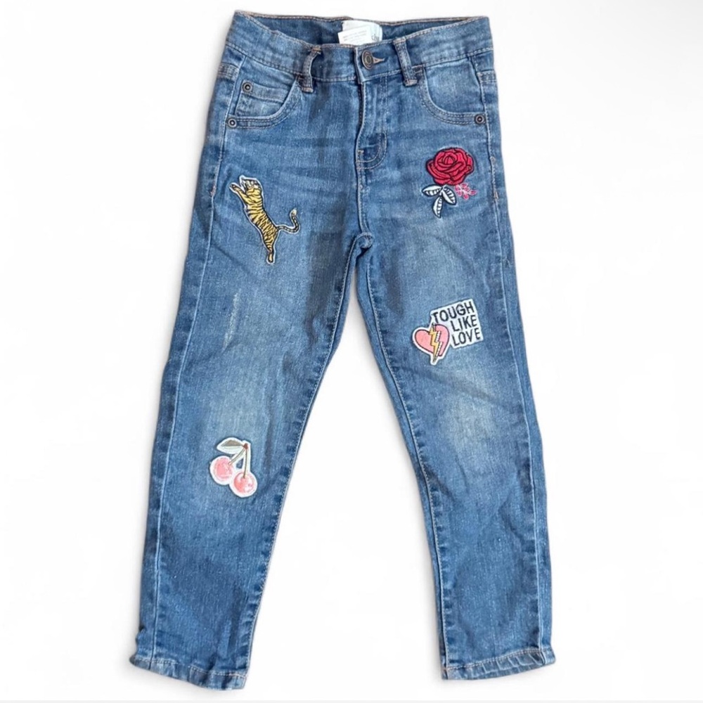 Toughskins Kids Girls blue Denim jeans with patches Size‎ 5